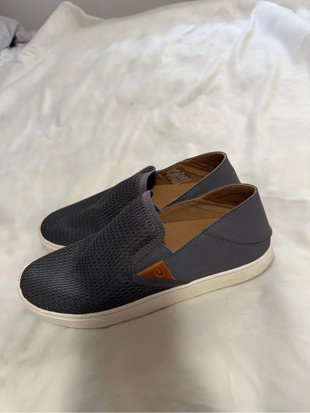 Olukai Pehuea Mesh Slip-On Sneakers in Charcoal Gray Women’s 10